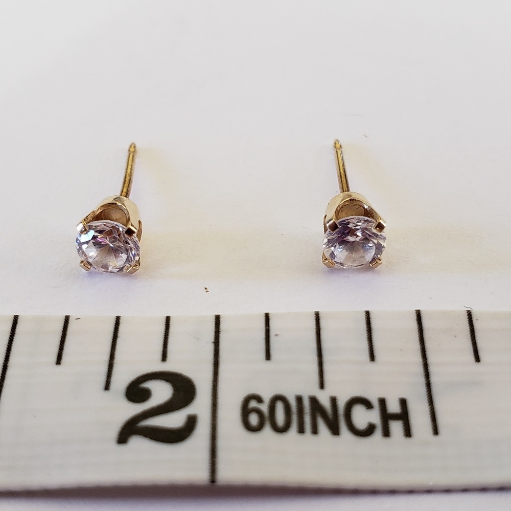 14kt Yellow Gold CZ Diamond Stud Earrings 14k